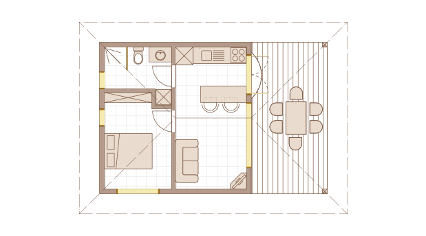  plan  bungalow  f2 gaiac Bois  Concept